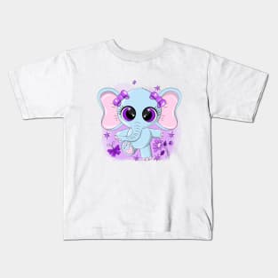 Cute elephant with purple eyes Kids T-Shirt